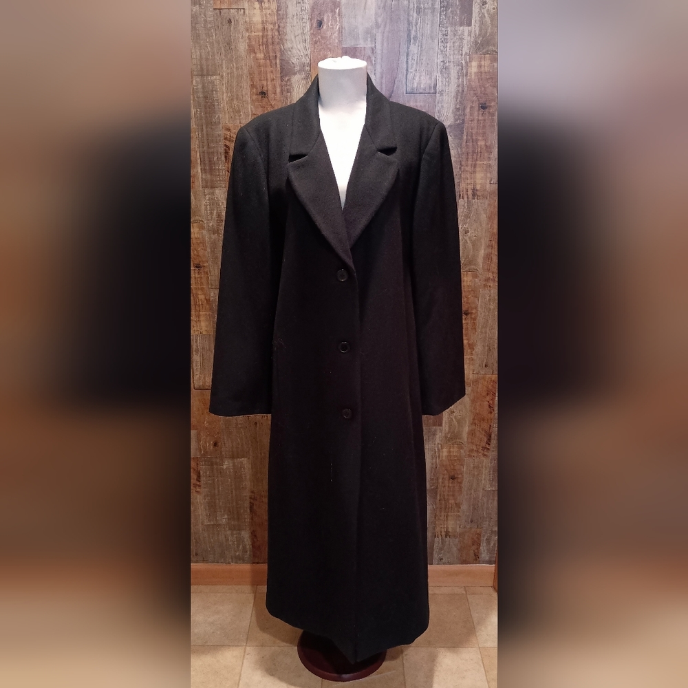 NWT CHADWICK'S NAVY BLUE 100% WOOL WOMENS SINGLE BREASTED MAXI COAT SZ 16 NEW